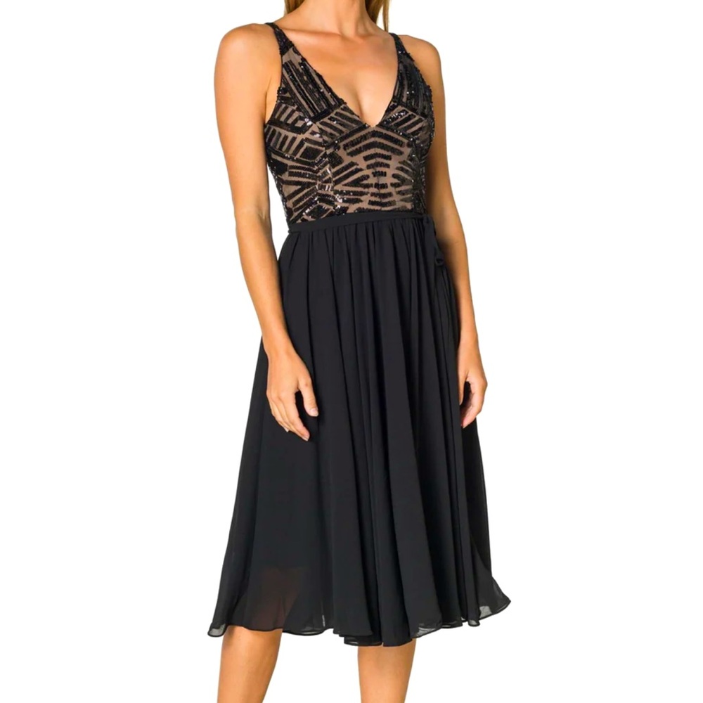 Black/Nude Sequin Cocktail Dress